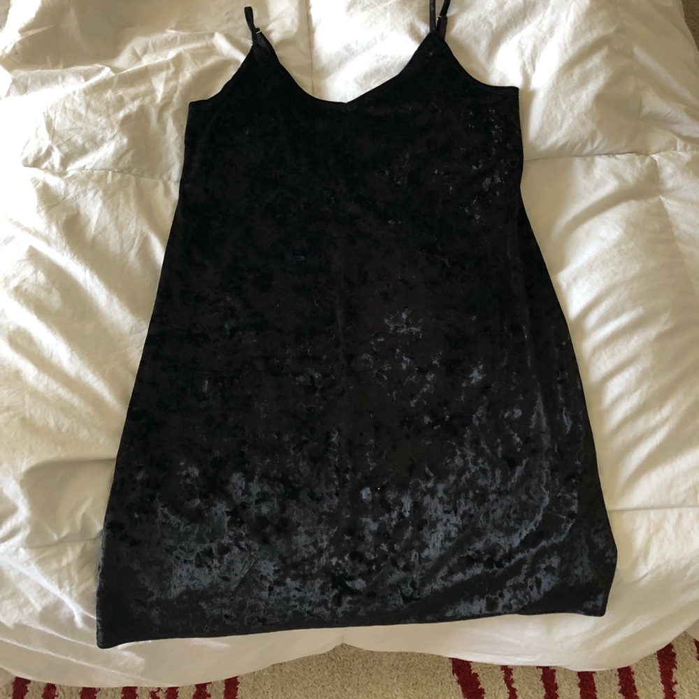 Black velvet tank dress